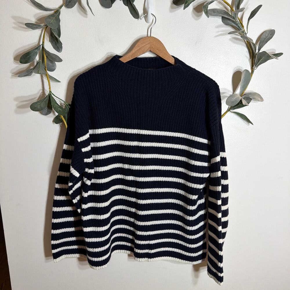 Rails Dark Blue and White Striped Sweater